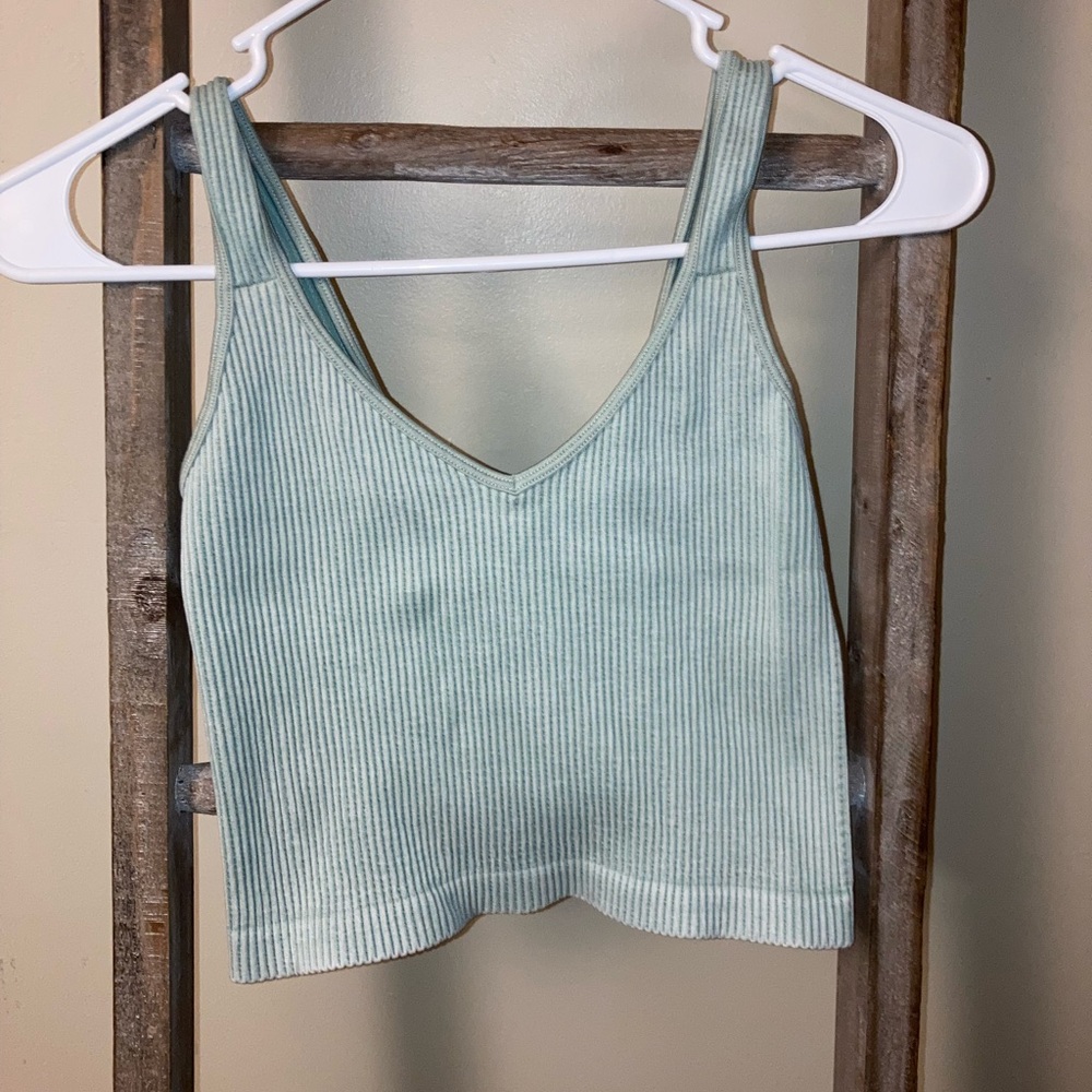 Turquoise blue cropped tank top
